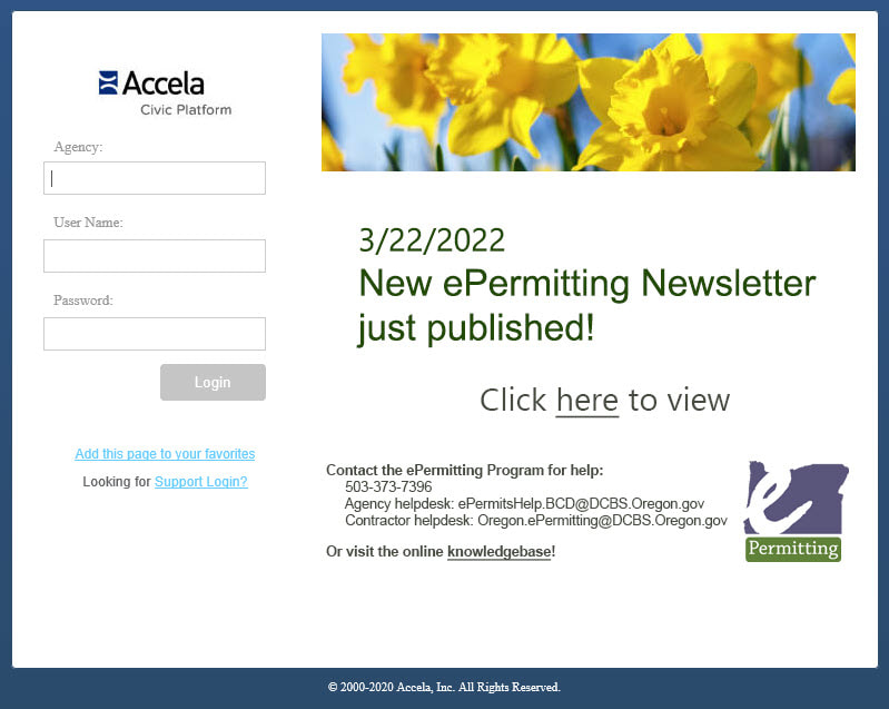 Changes To The Accela Login Screen OREGON EPERMITTING